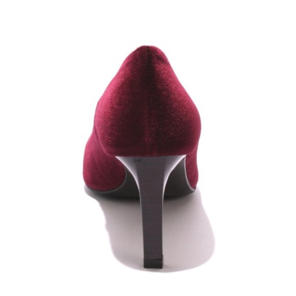 ITALIAN Burgundy Velour Leather Pointy Heel Pumps - Picture 5 of 8